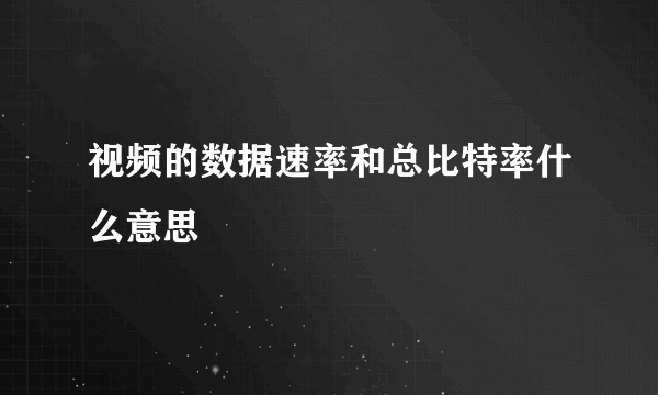 视频的数据速率和总比特率什么意思