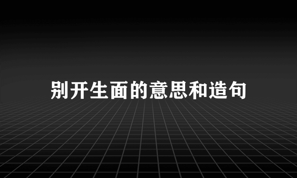别开生面的意思和造句