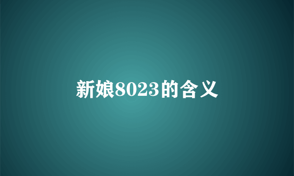 新娘8023的含义