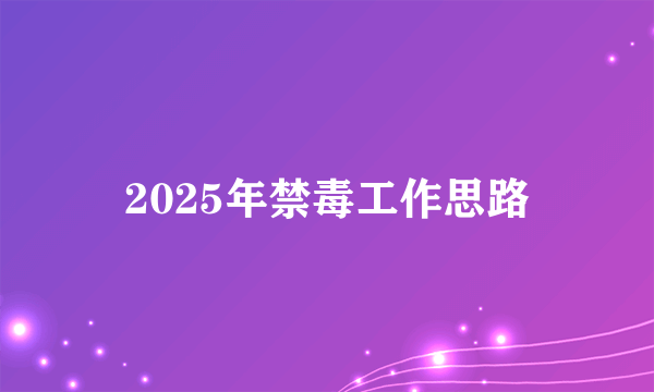 2025年禁毒工作思路