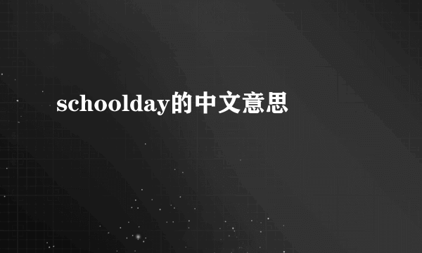 schoolday的中文意思