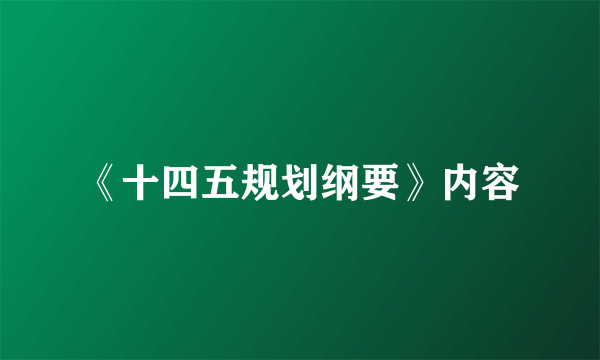 《十四五规划纲要》内容