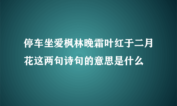 停车坐爱枫林晚霜叶红于二月花这两句诗句的意思是什么