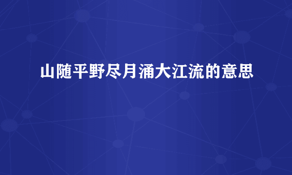 山随平野尽月涌大江流的意思
