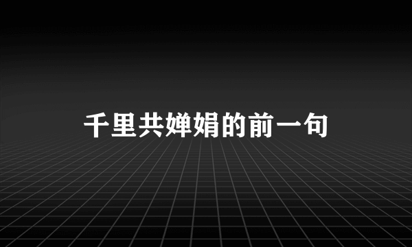 千里共婵娟的前一句