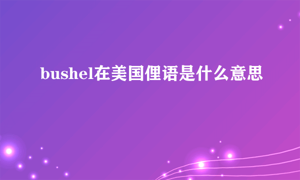 bushel在美国俚语是什么意思