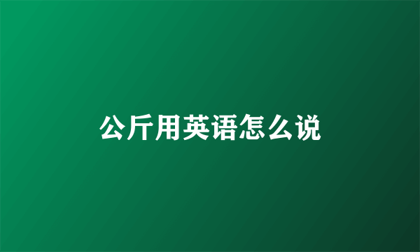 公斤用英语怎么说
