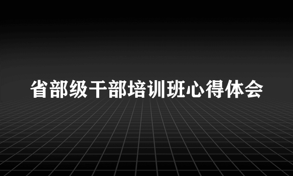 省部级干部培训班心得体会