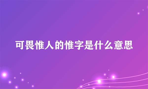 可畏惟人的惟字是什么意思