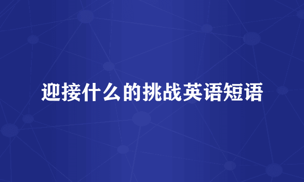 迎接什么的挑战英语短语