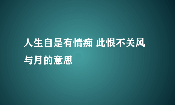 人生自是有情痴 此恨不关风与月的意思