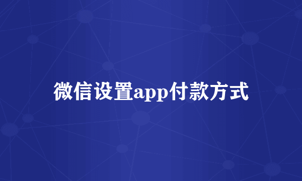 微信设置app付款方式