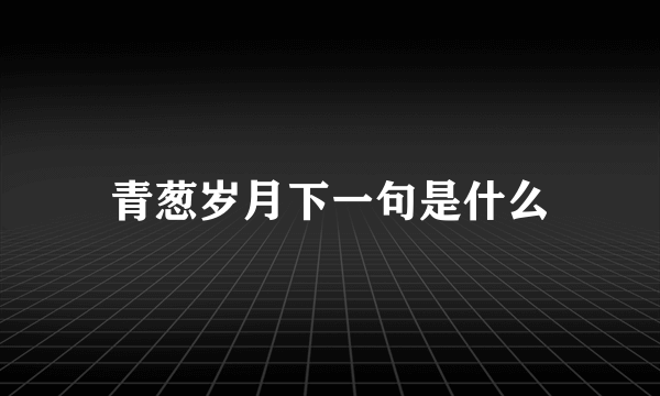 青葱岁月下一句是什么