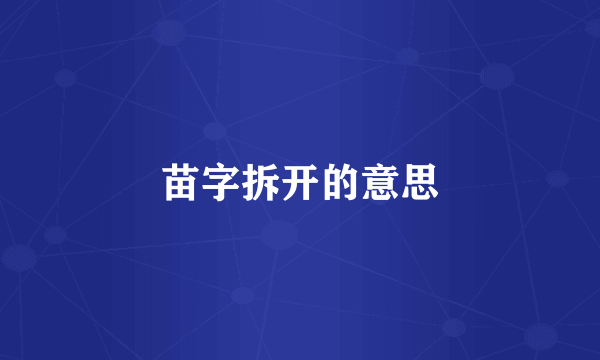 苗字拆开的意思