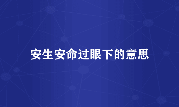 安生安命过眼下的意思