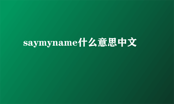 saymyname什么意思中文