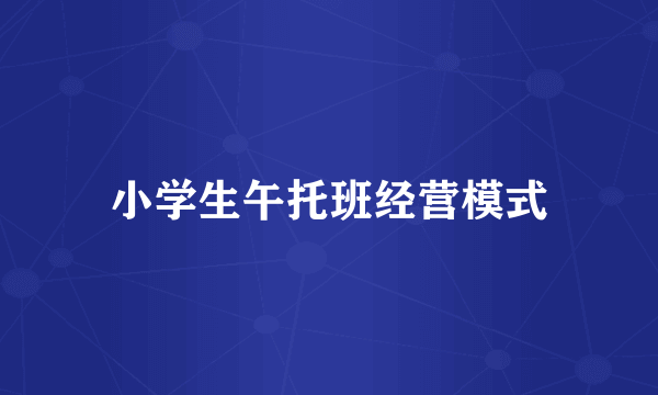 小学生午托班经营模式