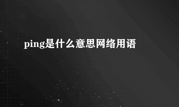 ping是什么意思网络用语