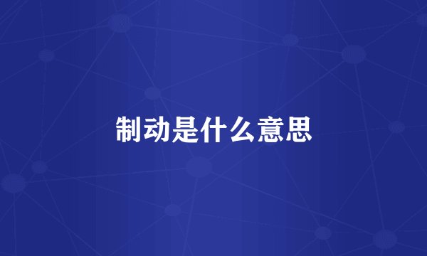 制动是什么意思
