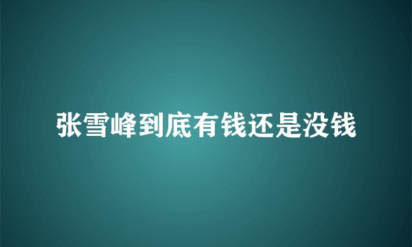 张雪峰到底有钱还是没钱