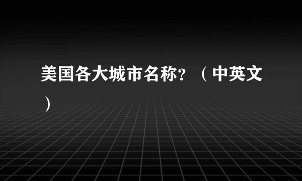美国各大城市名称？（中英文）
