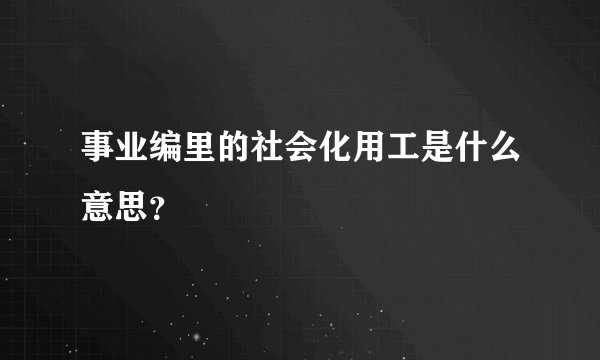 事业编里的社会化用工是什么意思？