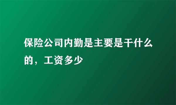 保险公司内勤是主要是干什么的,工资多少