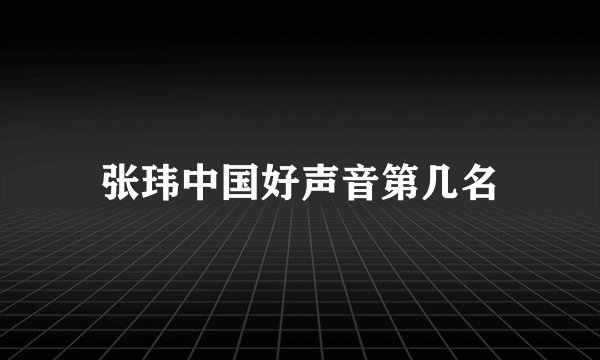 张玮中国好声音第几名