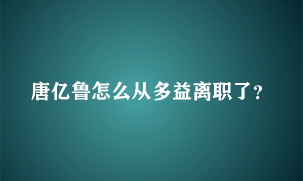唐亿鲁怎么从多益离职了？