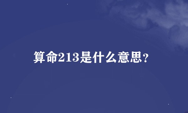 算命213是什么意思？