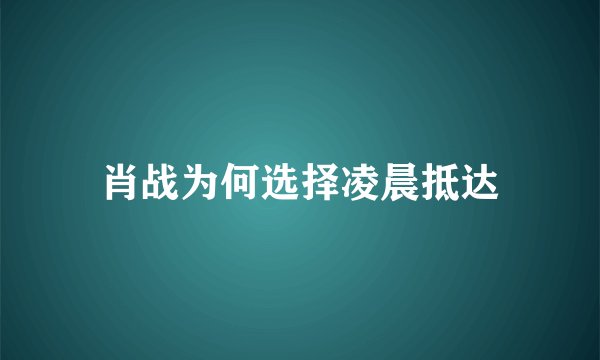 肖战为何选择凌晨抵达