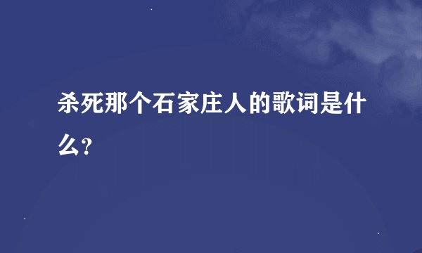 杀死那个石家庄人的歌词是什么？