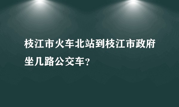 枝江市火车北站到枝江市政府坐几路公交车？