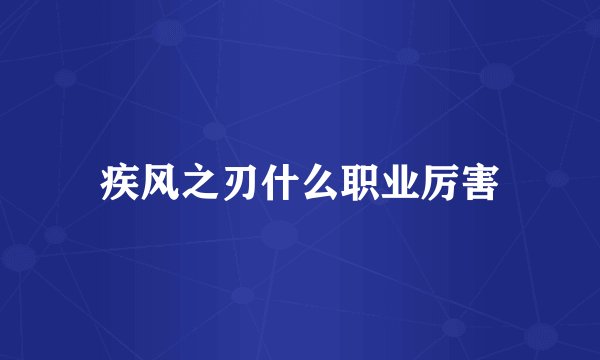 疾风之刃什么职业厉害
