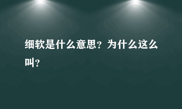 细软是什么意思？为什么这么叫？