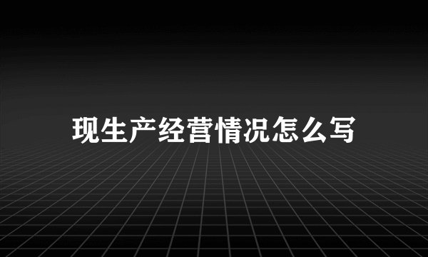 现生产经营情况怎么写