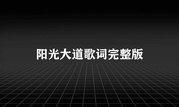 阳光大道歌词完整版