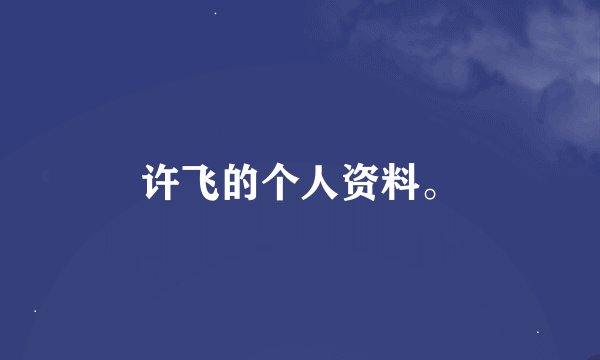 许飞的个人资料。