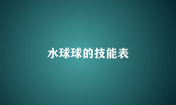 水球球的技能表
