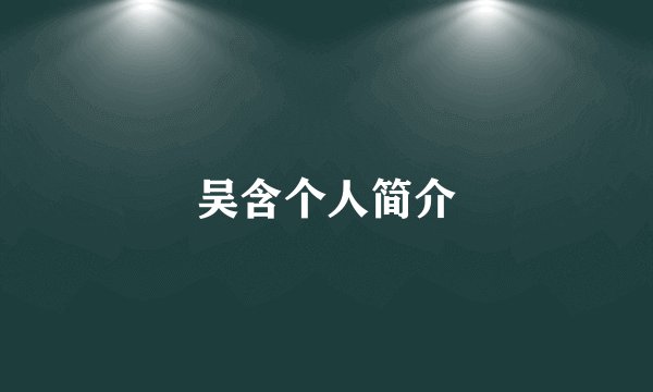 吴含个人简介