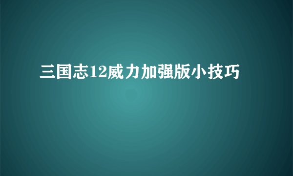 三国志12威力加强版小技巧