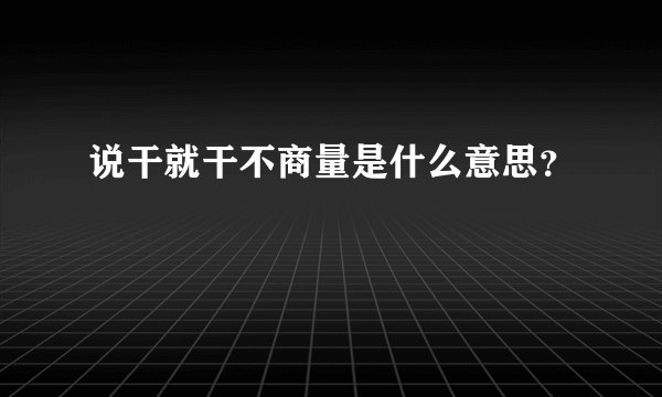 说干就干不商量是什么意思？