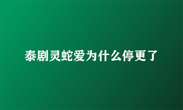泰剧灵蛇爱为什么停更了