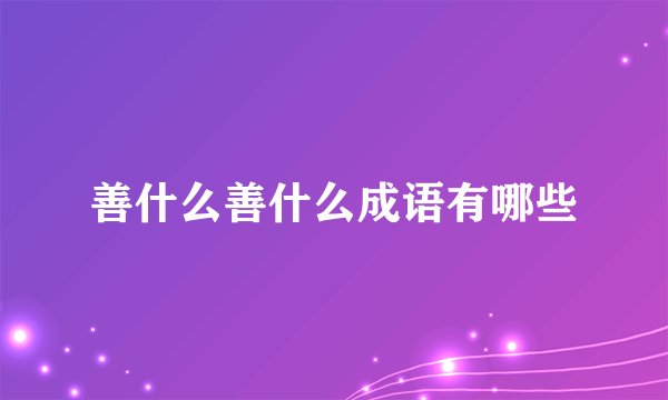 善什么善什么成语有哪些