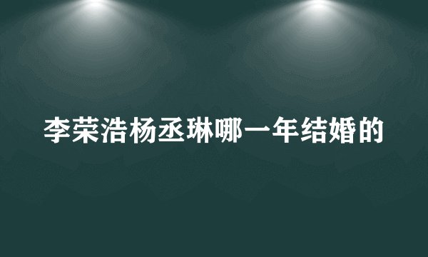 李荣浩杨丞琳哪一年结婚的