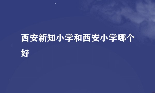 西安新知小学和西安小学哪个好