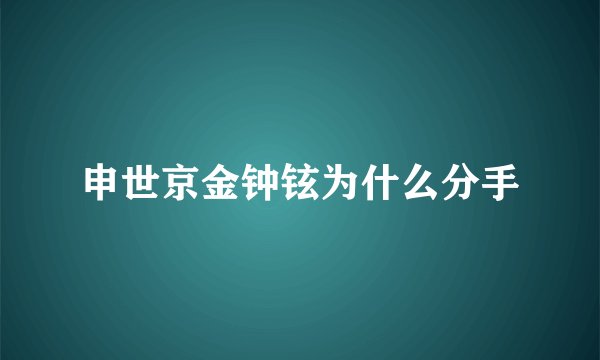 申世京金钟铉为什么分手