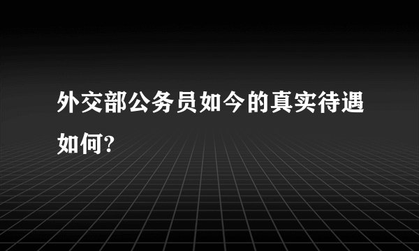 外交部公务员如今的真实待遇如何?