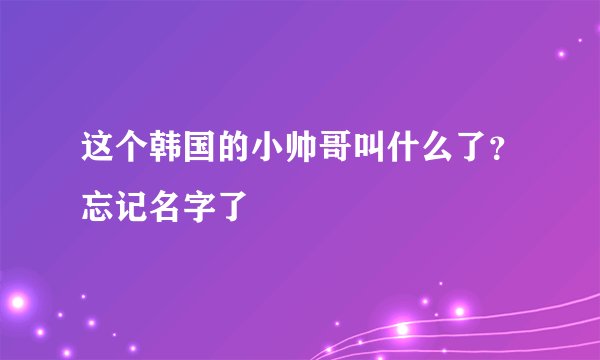 这个韩国的小帅哥叫什么了？忘记名字了