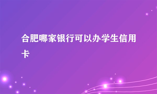 合肥哪家银行可以办学生信用卡